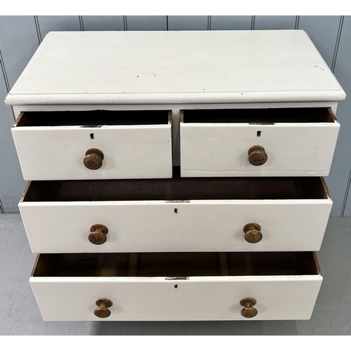 74 - A vintage, painted, chest of drawers. Two narrow over two. Dimensions(cm) H W D.