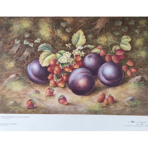 385 - A set of three Royal Worcester Fruit Paintings prints, after Harry Ayrton. Each limited edition numb... 