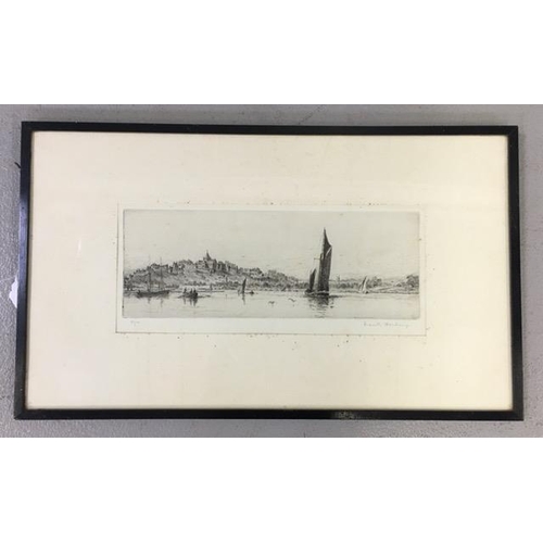 367 - FRANK HARDING (BRITISH 1935-1990). 'Rye', signed/framed etching. Framed dimensions (cm) 51x30.