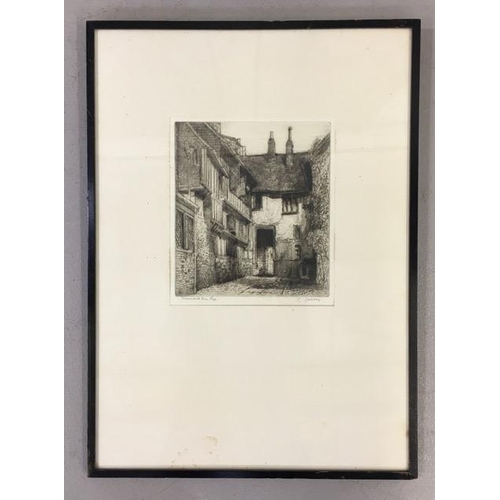 358 - GEORGE GOODWAY. 'The Mermaid Inn, Rye', signed/framed etchings, c. early 1900's. Framed dimensions (... 