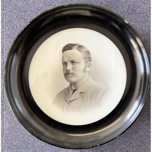 356 - A mid-century, concave portrait in 'Porthole' frame.
Diameter(cm) 34