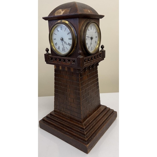 398 - A four sided oak lighthouse clock. Needs attention.
Dimensions(cm) H38 W19 D19