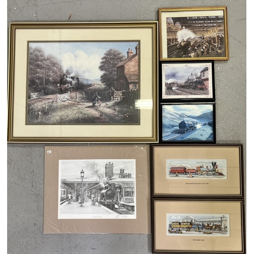 336 - A selection of farmed & one unframed, railway prints.