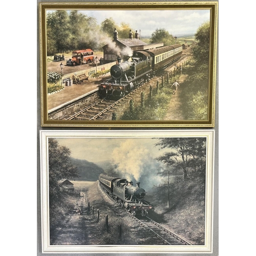 336 - A selection of farmed & one unframed, railway prints.