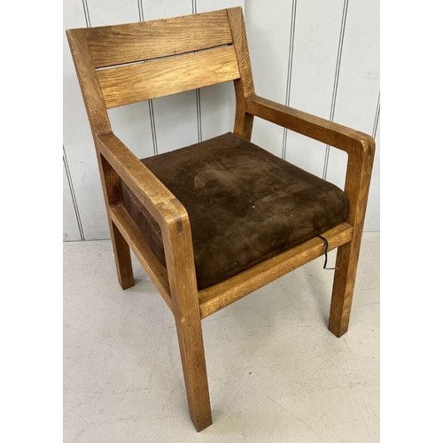 222A - A set of four vintage, oak dining chairs, with upholstered seat cushions, from the Habitat Radius ra... 