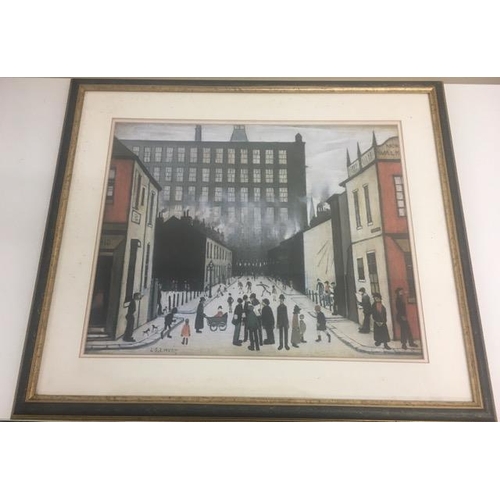 339A - After LS Lowry 'Street Scene - Southport' framed print. Framed dimensions (cm) 68x58.