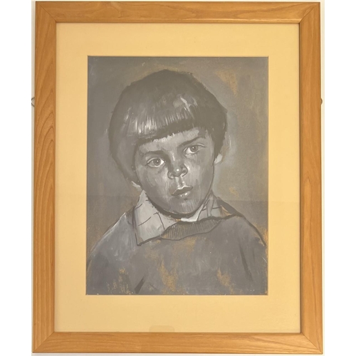 335A - JOHN CHERRINGTON (BRITISH 1931-2015) portrait of a child, signed/framed gouache from 1998. Framed di... 