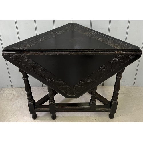 12 - Antique, ebonised, corner gateleg table.
Dimensions(cm) H67 W81 D81.