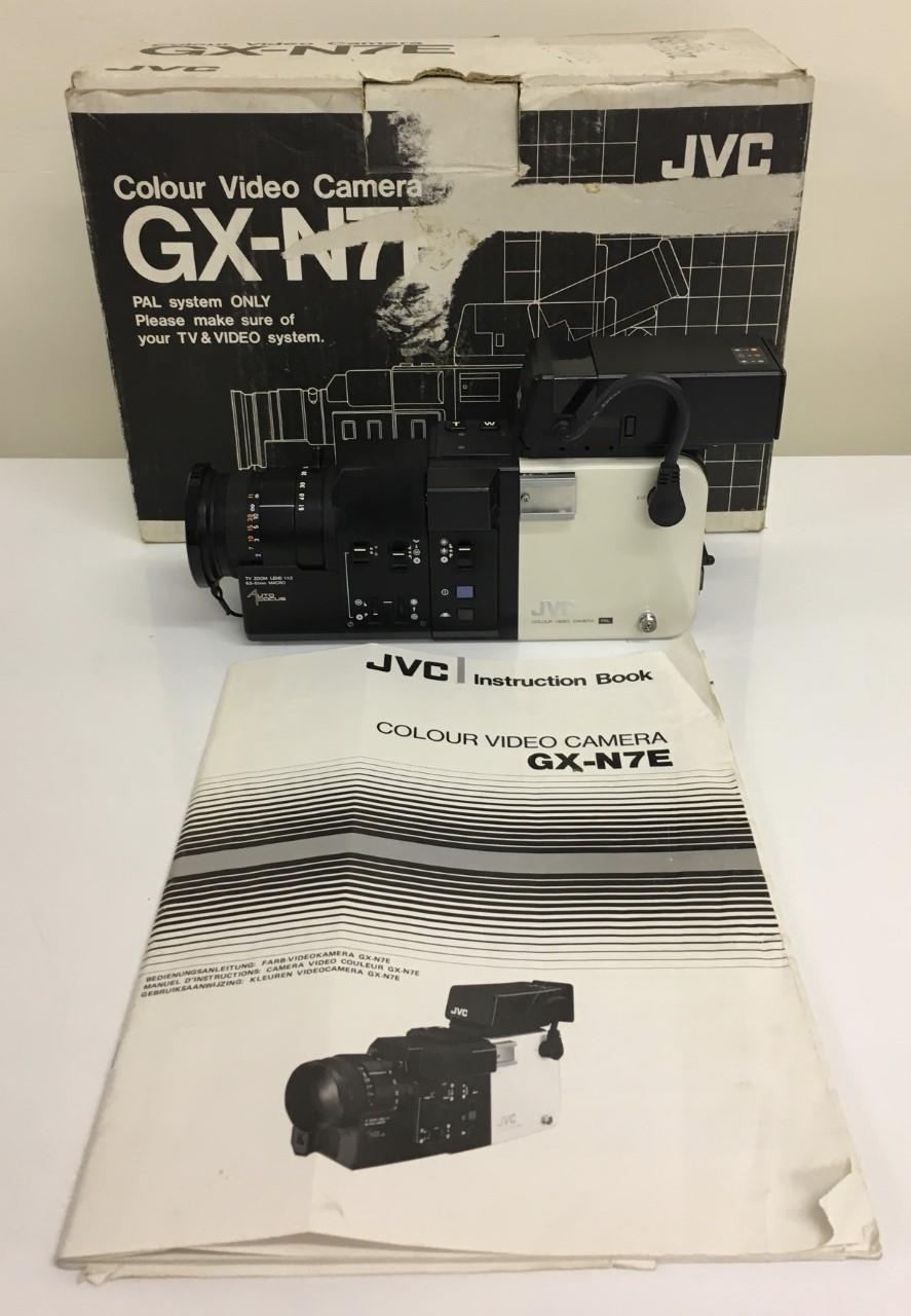 A boxed, JVC GXN7E Video Camera. Complete with instructions. Untested.