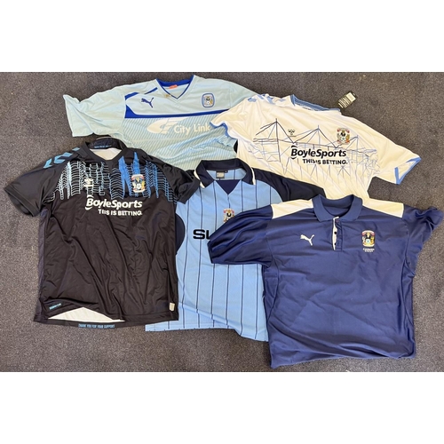 2707 - A collection of Coventry City Football Club memorabilia. Includes 5 shirts (4 are football shirts), ... 