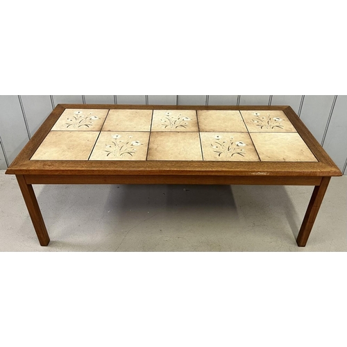 127 - A mid-century, Danish teak tiled coffee table. made by Mobelfabrik.
Dimensions(cm) H42, W112, D52.