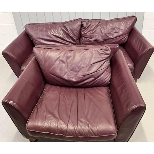 137 - A burgundy, leather sofa & chair, originally from Marks & Spencer. Dimensions(cm) H75(36 to seat), W... 