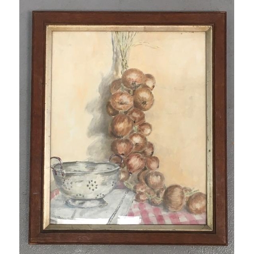 358 - A framed, still life oil on canvas. Reverse marked 'Gladys Iles 1902' in pen. Framed dimensions(cm) ... 