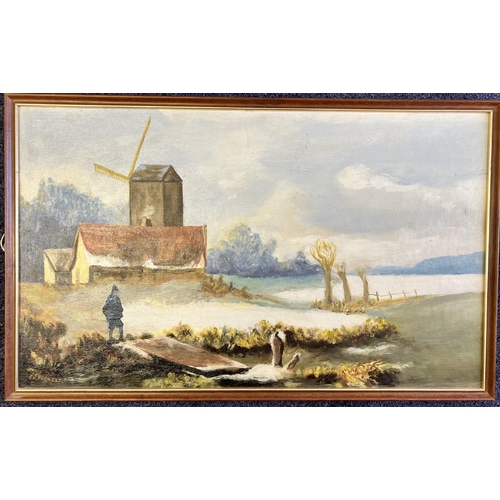 380 - A framed oil on board, signed F J Pockett, depicting a countryside scene.
33cm x 53cm