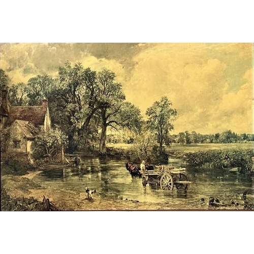 381 - A collection of 3 vintage framed prints on board, all depicting village scenes.