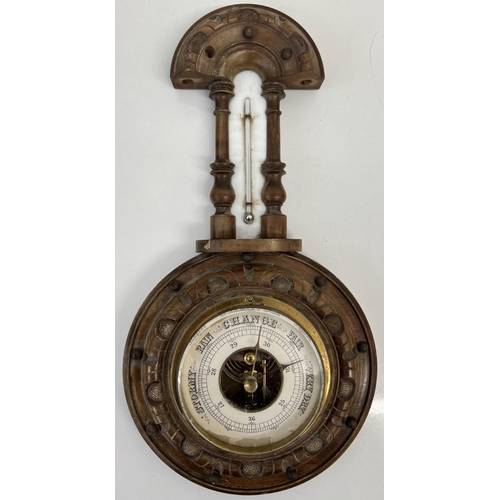 410 - An antique, walnut barometer. 
Dimensions(cm): H33 W17 D6