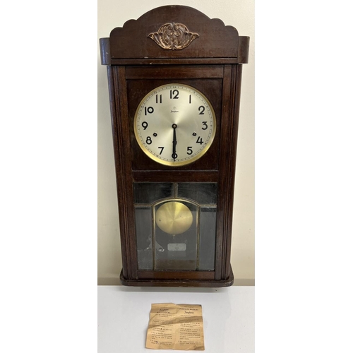 401C - A 'Junghans' wall clock, with 8-day 4/4 Westminster chime movement No. 64. 
Dimensions(cm): H77 W33 ... 