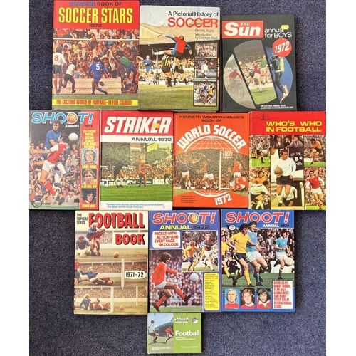 270C - A collection of 11 football books & annuals. Includes Striker, Tiger, Shoot, The Sun etc.