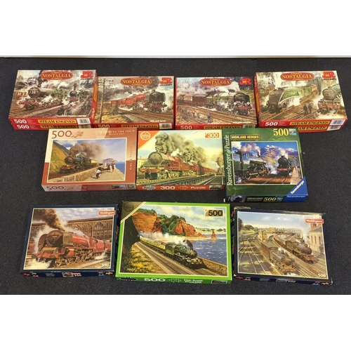 2475 - A mixed lot of 12 jigsaws. Various manufacturers, all rail themed. Unchecked for completeness, but m... 