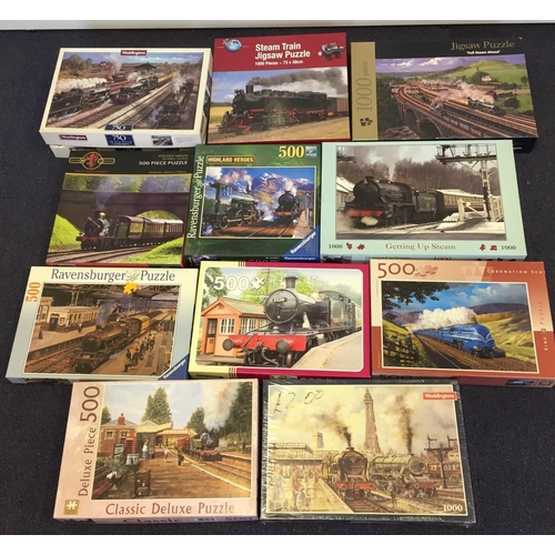 2476 - A mixed lot of 12 jigsaws. Various manufacturers, all rail themed. Unchecked for completeness, but m... 