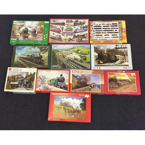 2478 - A mixed lot of 11 jigsaws. Various manufacturers, all rail themed. Unchecked for completeness, but m... 