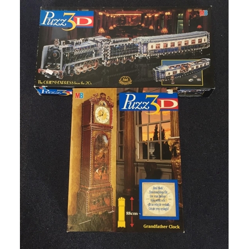 2485 - Two MB 3d Jigsaws. Grandfather Clock & The Orient Express. Unchecked for completeness.