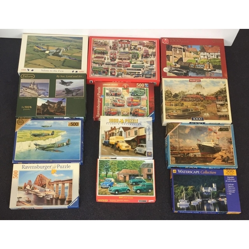 2487 - A mixed lot of 12 jigsaws. Various manufacturers, all transport themed. Unchecked for completeness, ... 