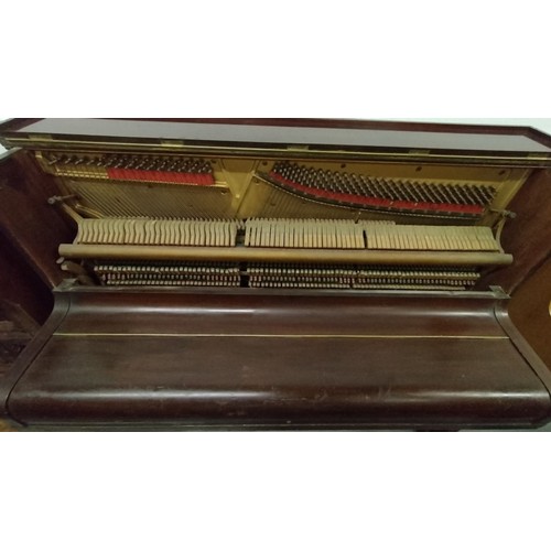 46 - A mahogany, upright piano from c.1930's, by Wallace Harris Ltd, Gloucester. Serial no. SN3545. Dimen... 