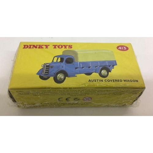 2029 - Atlas Editions Dinky 413 Austin Covered Wagon, in blue. Still Cellophane Sealed.