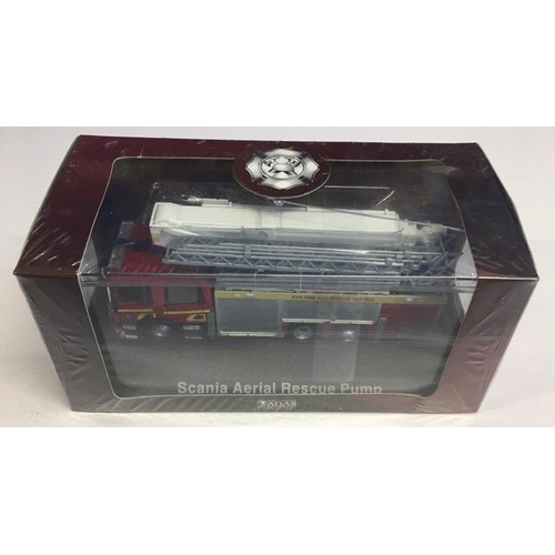 2153 - Atlas Editions Fire Vehicle 4144108 Scania Aerial Rescue Pump. Still cellophane sealed.