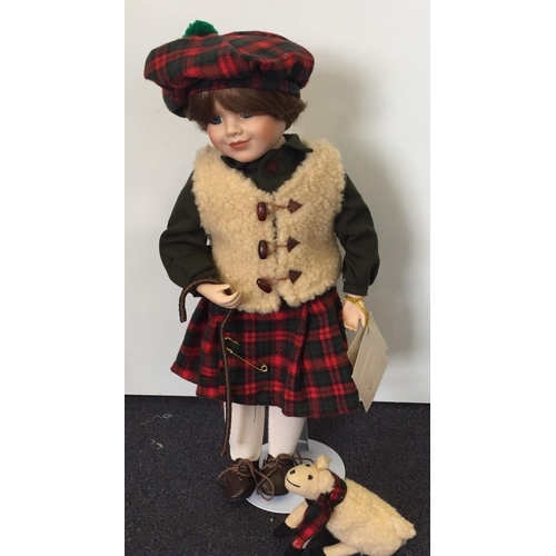 1823 - Alberon collector's porcelain doll - 'James' with sheepdog, from the Thistle Collection. Height 41cm... 