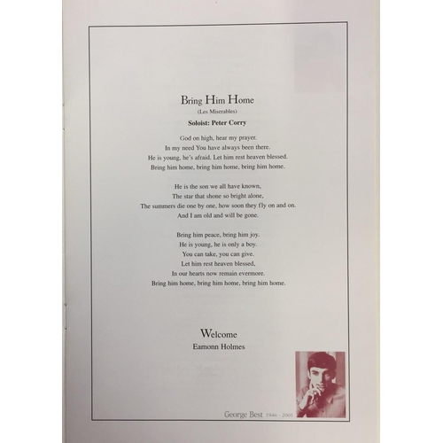 1696 - A George Best funeral order of service, together with a 2001 charity appeal dinner programme.