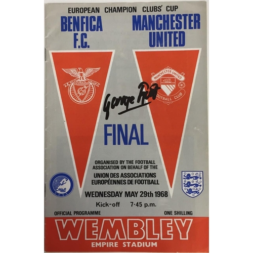 1690 - A 1968 Manchester United vs Benfica, Europeans Champion Clubs Cup, football programme, signed by Geo... 