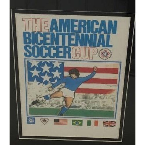 1683 - A unique, framed piece of football memorabilia from 1976 American Bicentennial Soccer Cup. Incorpora... 