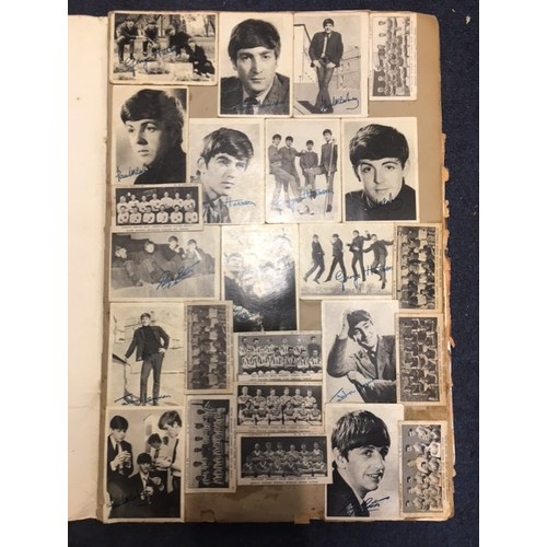 1697 - A 1960's scrapbook, including over 100 'The Beatles' trading cards, by A & BC Cards, together with o... 