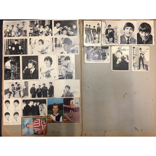 1697 - A 1960's scrapbook, including over 100 'The Beatles' trading cards, by A & BC Cards, together with o... 