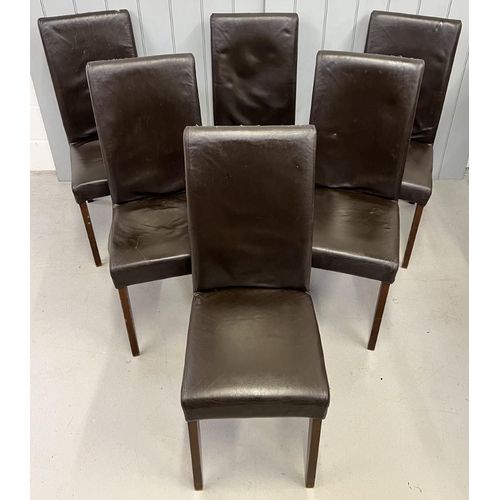 7 - A set of six, leather high back dining chairs.
Dimensions(cm): H102 (to seat)50 W43 D52