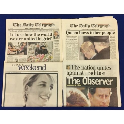 268 - A selection of 16 newspapers marking the life & death of Princess Diana, together with 6 marking the... 