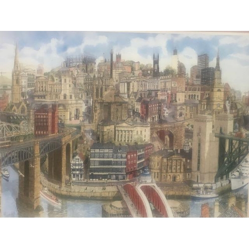 293 - A signed, framed, limited edition print, after Martin Stuart Moore - 'Memories of Newcastle upon Tyn... 