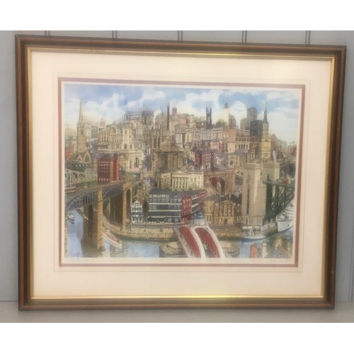 293 - A signed, framed, limited edition print, after Martin Stuart Moore - 'Memories of Newcastle upon Tyn... 