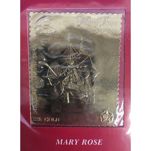 A limited edition Mary Rose 22ct gold stamp collection with