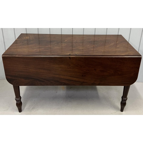 17 - A large, mahogany Pembroke table, with single drawer.
Dimensions(cm) H74, W63/127, D127.