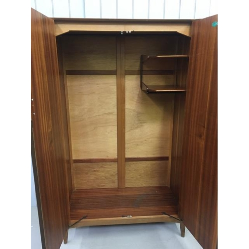 64A - A 'Lebus-Link' mid-century double wardrobe. Single hanging rail, shoe rail & two shelf compartment a... 