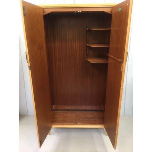 64C - A 'Lebus-Link' mid-century double wardrobe. Single hanging rail, shoe rail & three shelf compartment... 