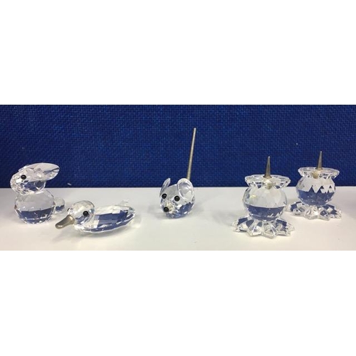 197 - A boxed part-set(7656) of Swarovski crystal animals. Duck, Mouse & Rabbit are present. Together with... 