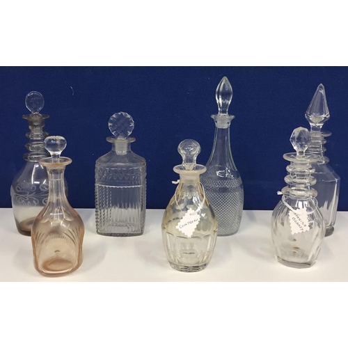 206B - A selection of seven vintage decanters.