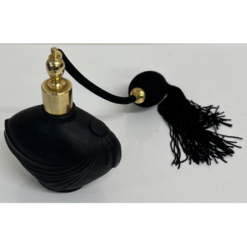 207 - A vintage black satin perfume atomiser.