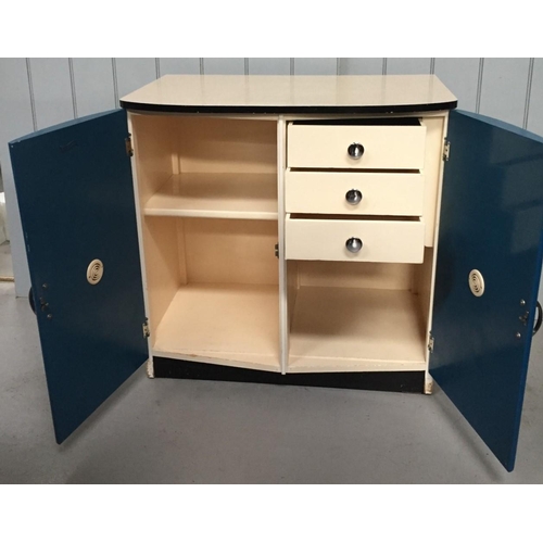 118 - A 1950's, blue & cream coloured larder cupboard by Shefco. Dimensions(cm) H85, W85, D53.