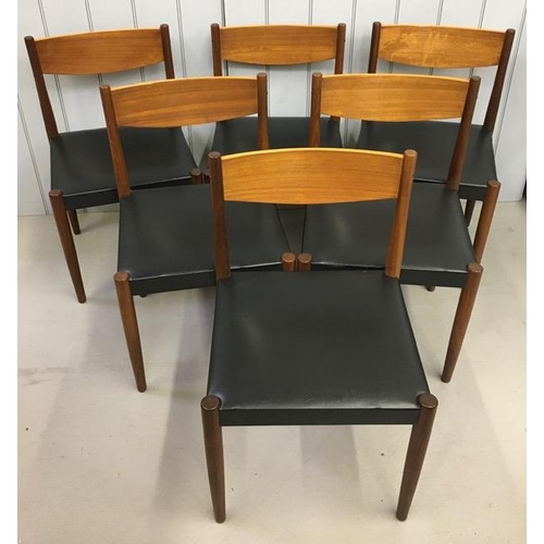 128A - Paul Volther for Frem Rojle - a stunning set of six mid-century Danish teak dining chairs. Designed ... 