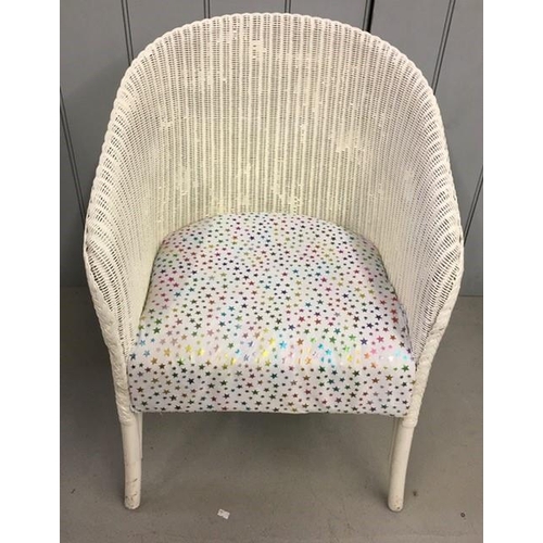 144A - A vintage cane bedroom chair, in white. Dimensions(cm) H70(40 to seat), W46, D51.